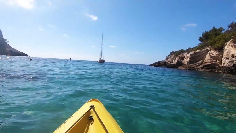 Paddling out from the bay in Cala Galdana